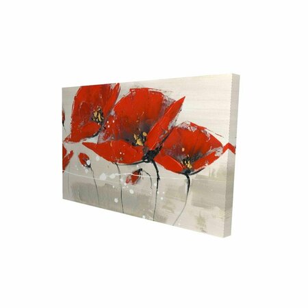 FONDO 20 x 30 in. Red Flowers with An Handwritten Typo-Print on Canvas FO2777259